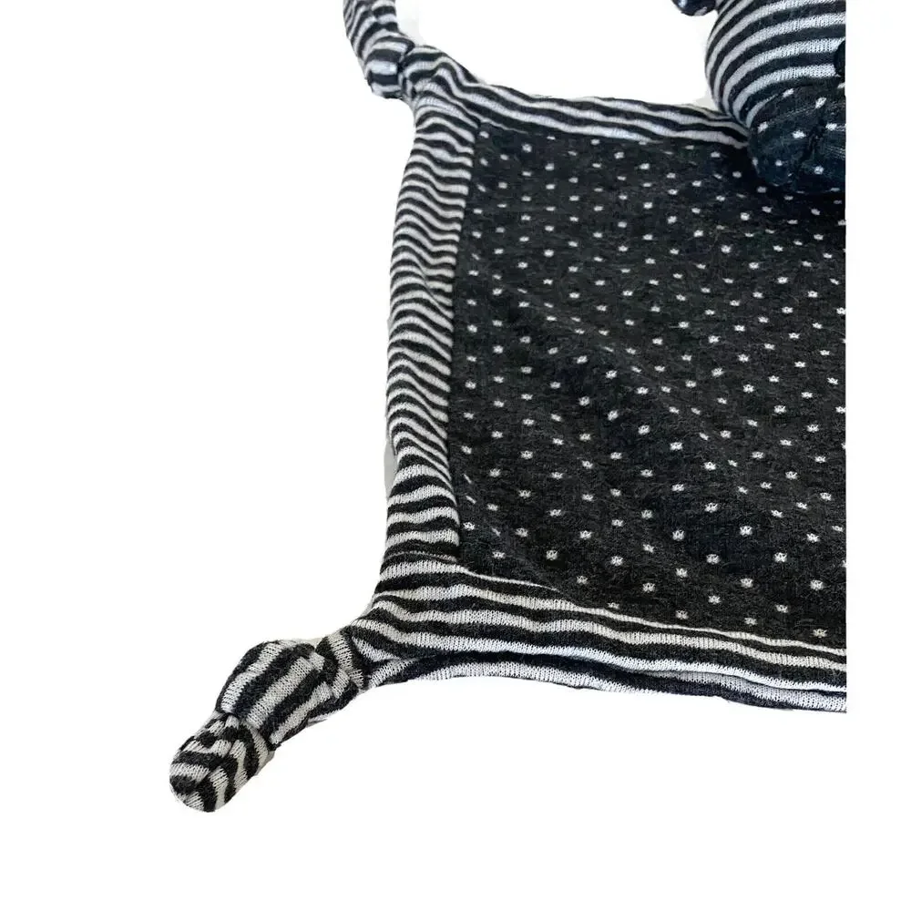 Zebra Baby Lovey Security Blanket Cotton Knotted Soother Dark Gray Demdaco